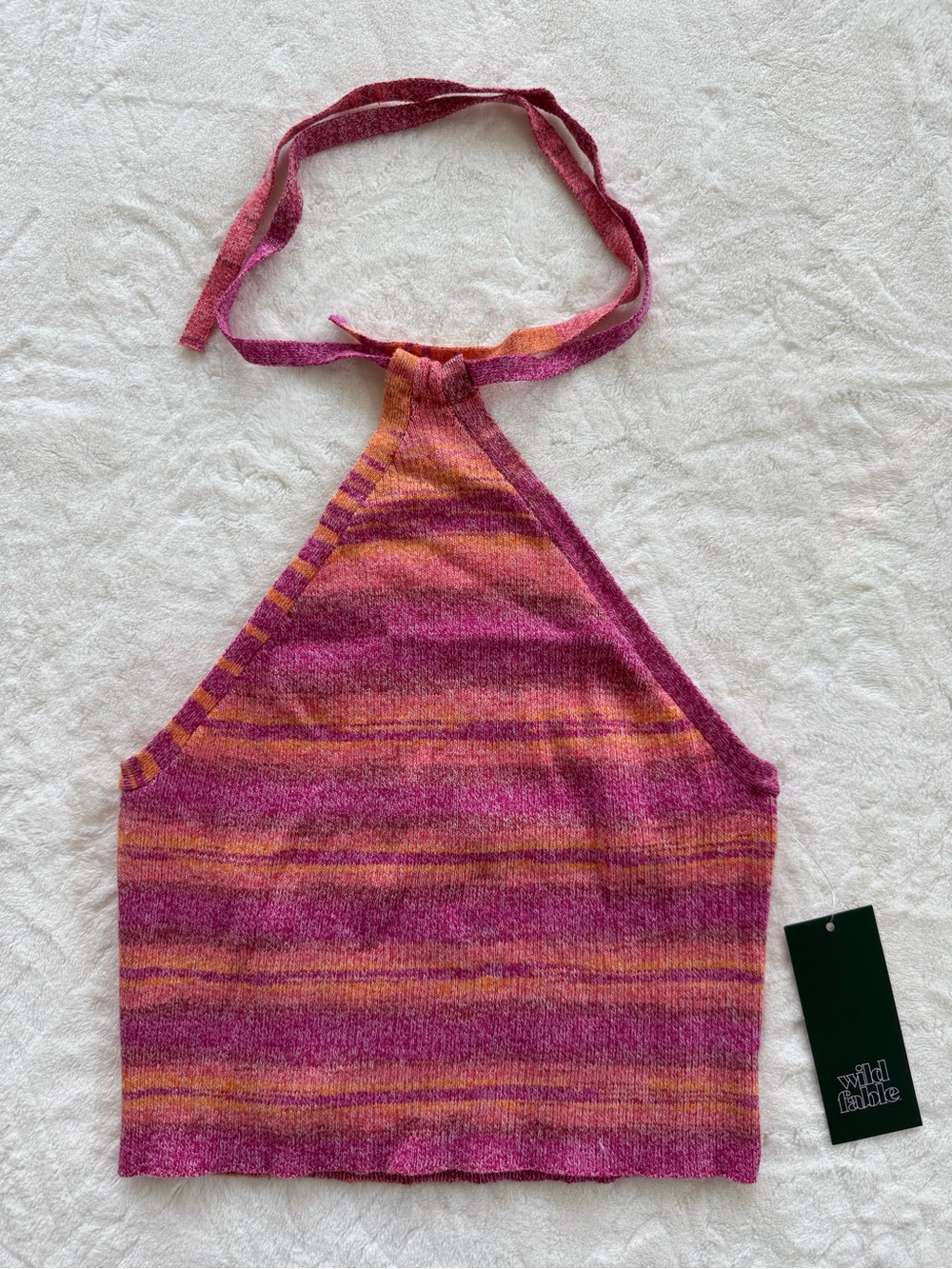 Wild Fable Pink and Orange Striped Halter Crop Top